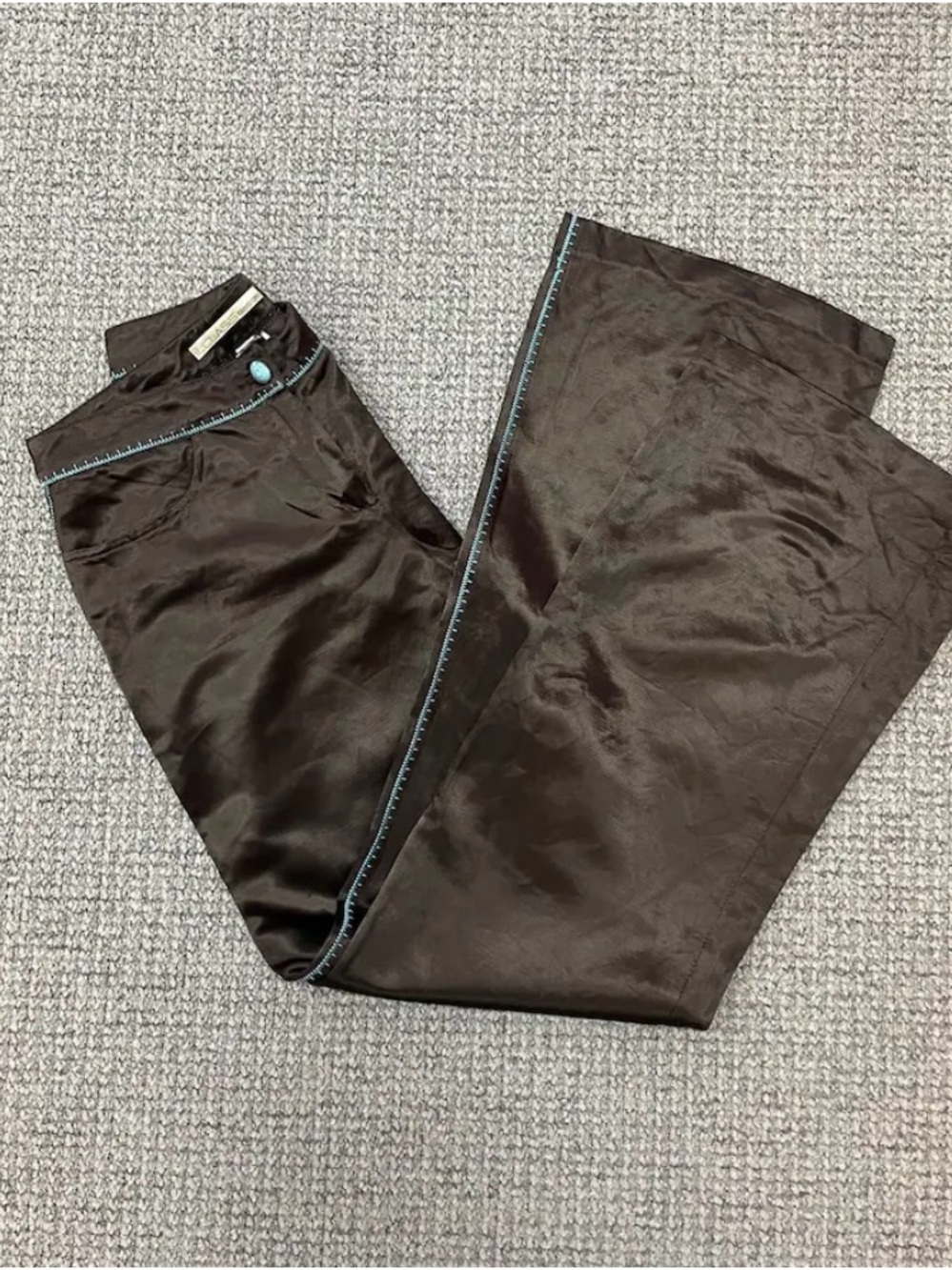 Roberto Cavalli Satin Dark Brown Pants